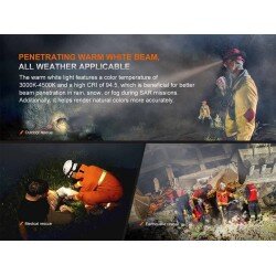 FENIX HP35R MULTIPLE LIGHT SOURCES HIGH-OUTPUT SEARCH&RESCUE HEADLAMP - 4000 LUMENI - BLACK