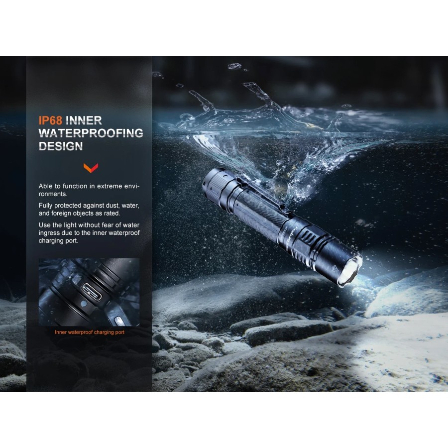 FENIX HEAVY-DUTY RECHARGEABLE TACTICAL FLASHLIGHT PD36R PRO