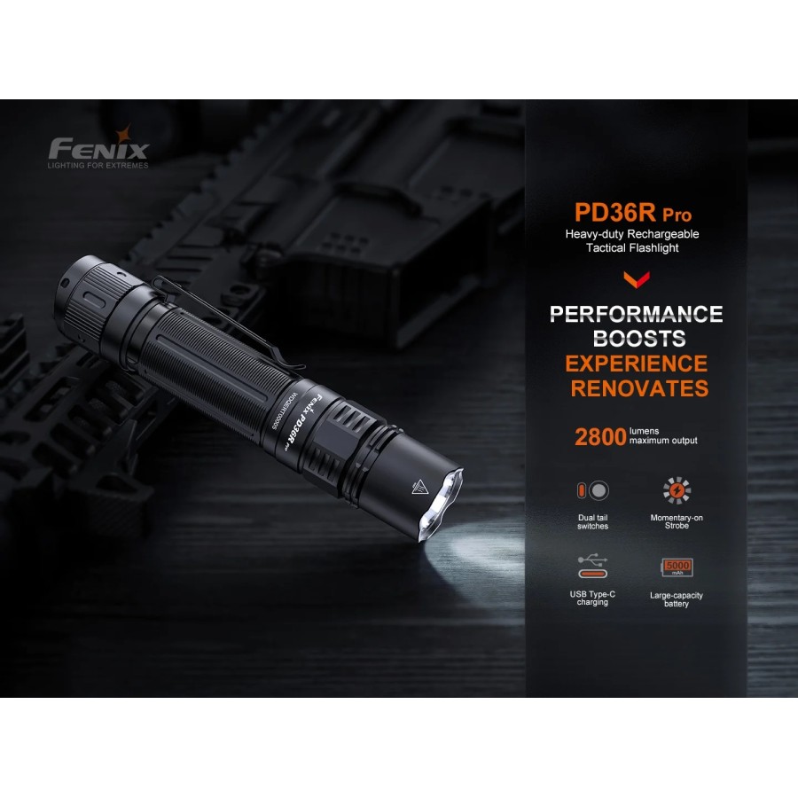 FENIX HEAVY-DUTY RECHARGEABLE TACTICAL FLASHLIGHT PD36R PRO