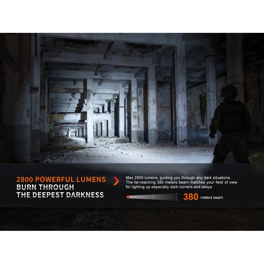 FENIX HEAVY-DUTY RECHARGEABLE TACTICAL FLASHLIGHT PD36R PRO