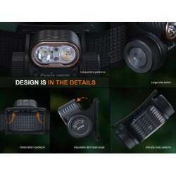 FENIX HM55R MULTI-LED LIGHTWEIGHT OUTDOOR HEADLAMP- 1200 LUMENS - DARK PURPLE