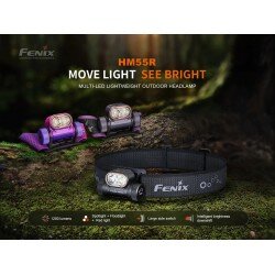 FENIX HM55R MULTI-LED LIGHTWEIGHT OUTDOOR HEADLAMP- 1200 LUMENS - DARK PURPLE