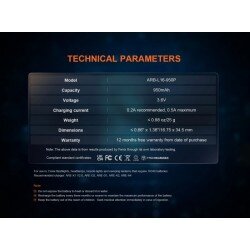 ACUMULATOR FENIX RCR123A / 16340 / 950MAH (LI-ION)