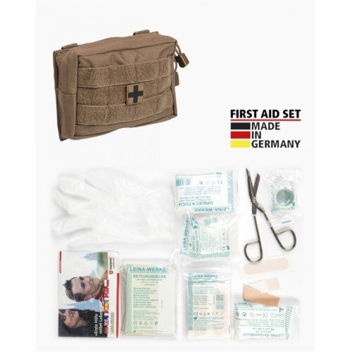MIL-TEC SET DI PRIMO SOCCORSO PICCOLO 25 PEZZI LEINA - COYOTE SCURO