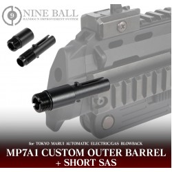 NINEBALL TOKYO MARUI MP7A1 CANNA ESTERNA PERSONALIZZATA CON SAS CORTO (ADATTORE CON FILETTATURA INVERSA DA 14MM)