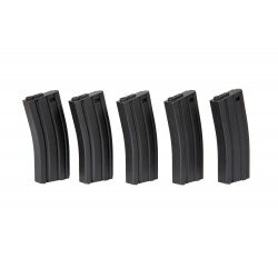 SPECNA ARMS SET OF 5 MID CAP 140 BB MAGAZINES FOR M4/M16 - BLACK
