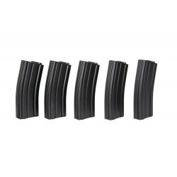 SPECNA ARMS SET OF 5 MID CAP 140 BB MAGAZINES FOR M4/M16 - BLACK