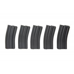 SPECNA ARMS SET OF 5 MID CAP 140 BB MAGAZINES FOR M4/M16 - BLACK