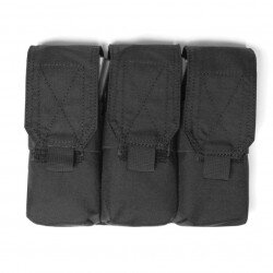 TRIPLE M4 5.56MM MAG POUCH/NON SLIP - RETENTION - 6 MAGS - BLACK