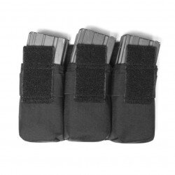 TRIPLE M4 5.56MM MAG POUCH/NON SLIP - RETENTION - 6 MAGS - BLACK