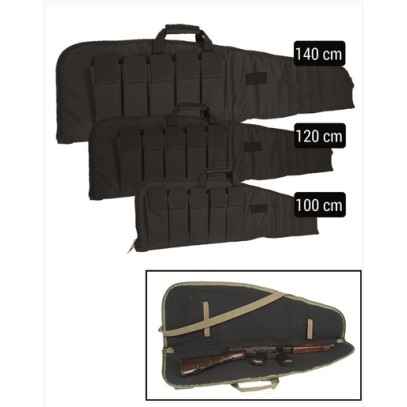 MIL-TEC PADDED WEAPON CASE WITH MAG POCKETS - 140 CM - BLACK