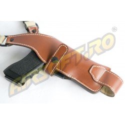 VERTICAL LEATHER HOLSTER FOR G17 - HARNESS TYPE (BROWN)