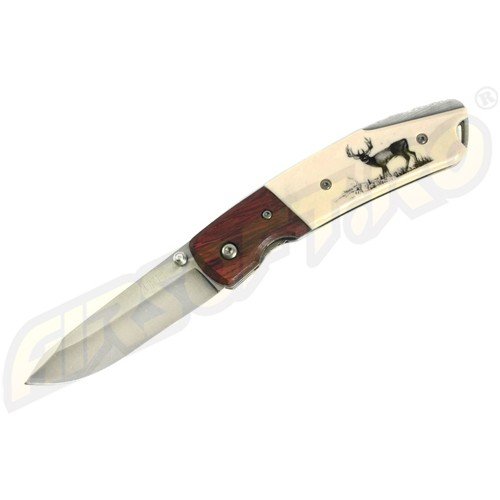 COLTELLO DA CACCIA CON MANICO INCISO - CERVO