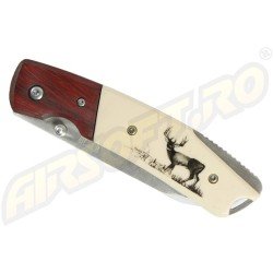 COLTELLO DA CACCIA CON MANICO INCISO - CERVO