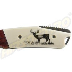 COLTELLO DA CACCIA CON MANICO INCISO - CERVO
