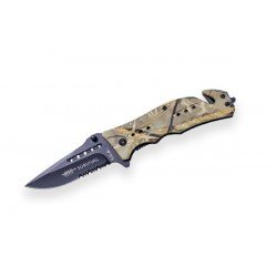 BRICEAG CU DESCHIDERE RAPIDA - 8 CM - SURVIVAL FOLDING - CAMO BROWN