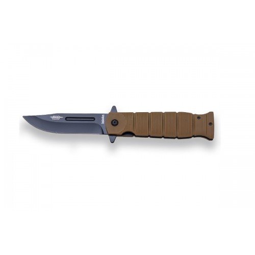 BRICEAG RESCCUE CU DESCHIDERE RAPIDA - 11 CM / MANER DE CAUCIUC - BROWN