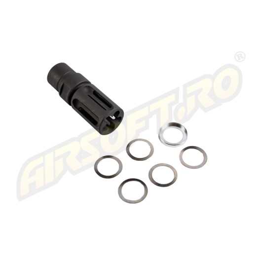 EVOLUTION SOFTAIR FLASH HIDER- CNC STEEL BIRDCAGE - 14MM - CW/CCW