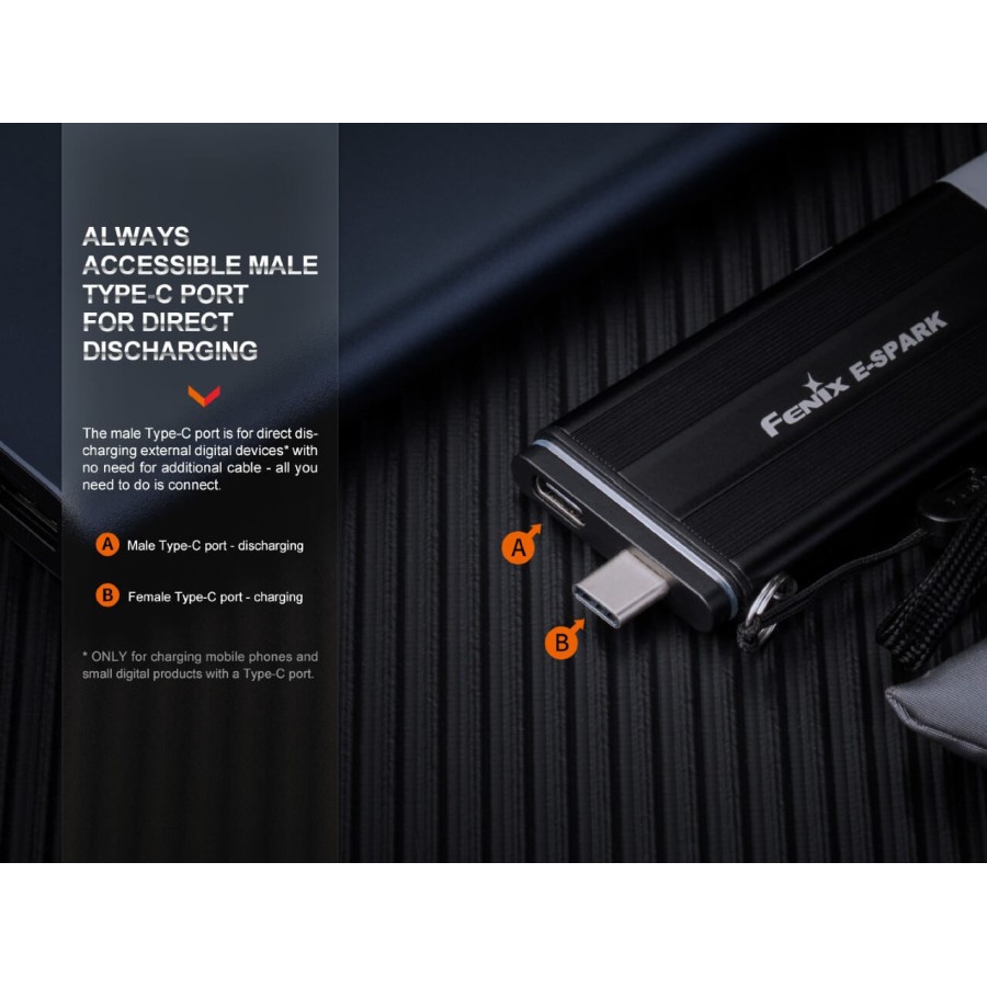 FENIX TORCIA MODELLO E-SPARK, PORTACHIAVI E POWERBANK