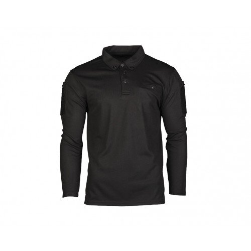 BLUZA TACTICA POLO CU USCARE RAPIDA - MANECA LUNGA - NEGRU