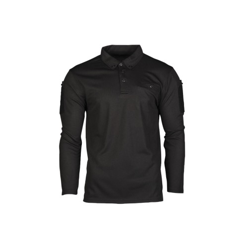 BLUZA TACTICA POLO CU USCARE RAPIDA - MANECA LUNGA - NEGRU
