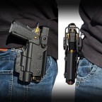 HOLSTER UNIVERSAL PENTRU PISTOL CU LANTERNA SI RED DOT - LUX - NEGRU