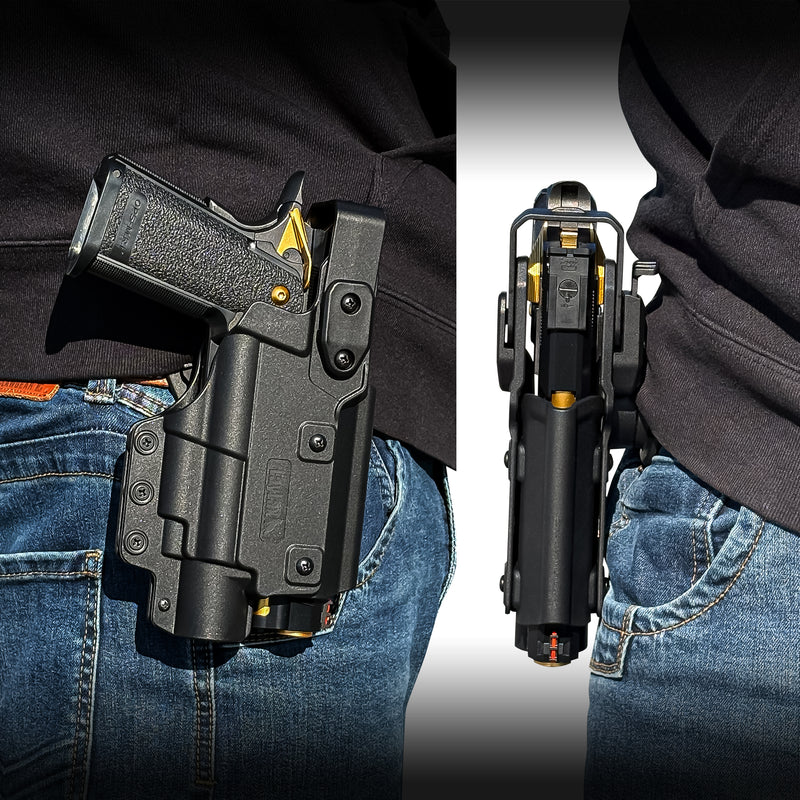 HOLSTER UNIVERSAL PENTRU PISTOL CU LANTERNA SI RED DOT - LUX - NEGRU
