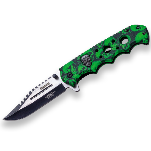 BRICEAG CU DESCHIDERE RAPIDA - 8.5CM - SKULL GREEN