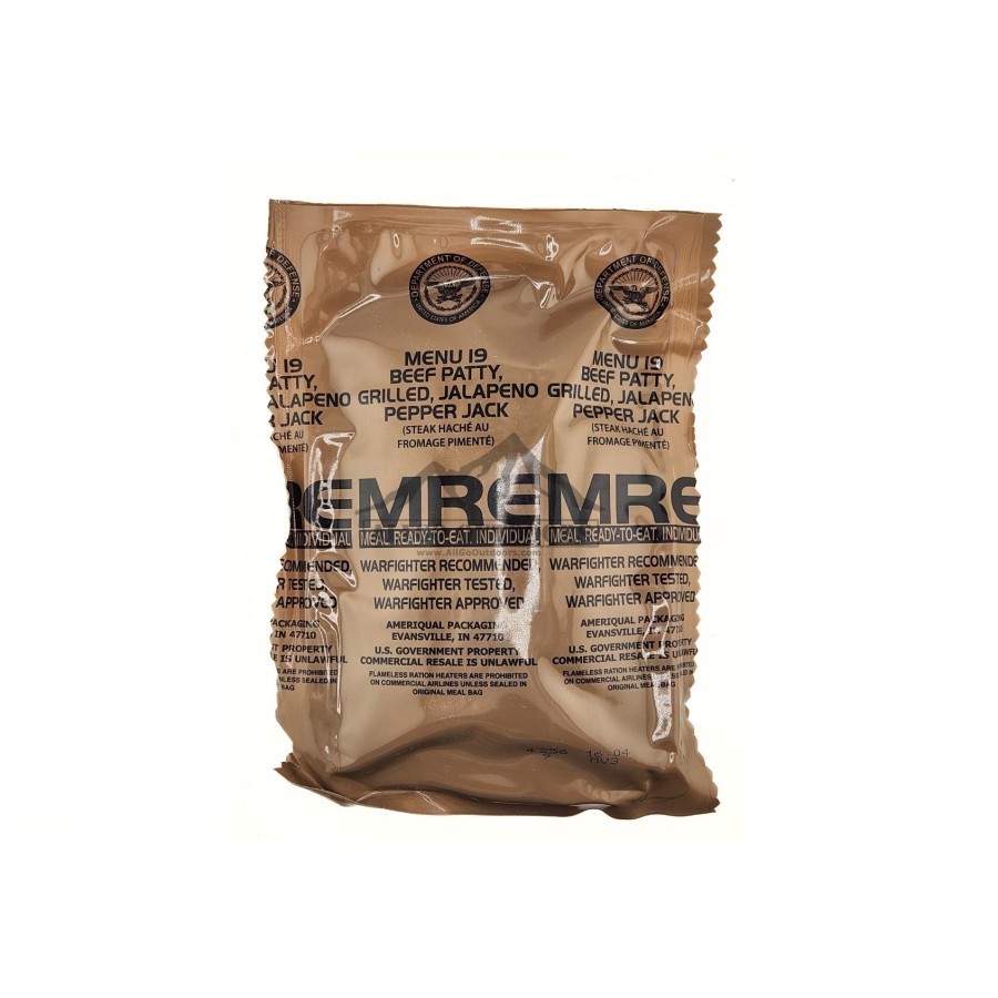 MRE - MENU 19 - BEEF PATTY, GRILLED JALAPENO PEPPER JACK