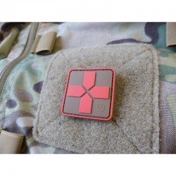 PATCH CAUCIUC 40MM - RED CROSS - COYOTE RED