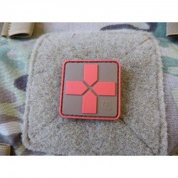 PATCH CAUCIUC 40MM - RED CROSS - COYOTE RED