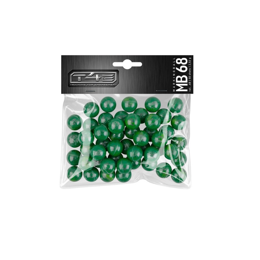 GREEN PAINT BALLS FOR T4E MB 68 - 50 PCS.