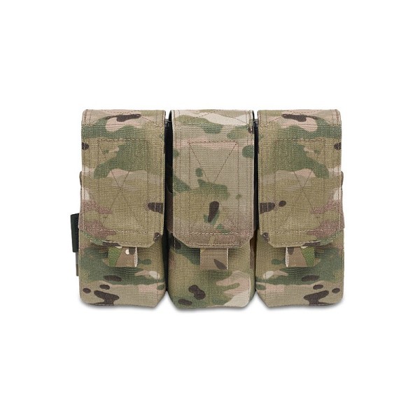 TRIPLE M4 5.56MM MAG POUCH/NON SLIP - RETENTION - 6 MAGS - MULTICAM