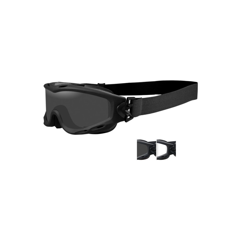 WILEY X BALLISTIC PROTECTION GLASSES MODEL SPEAR SMOKE/CLEAR LENSES MATTE BLACK FRAME