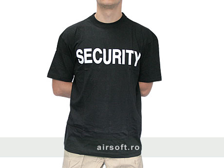 Tricou negru cu imprimeu security