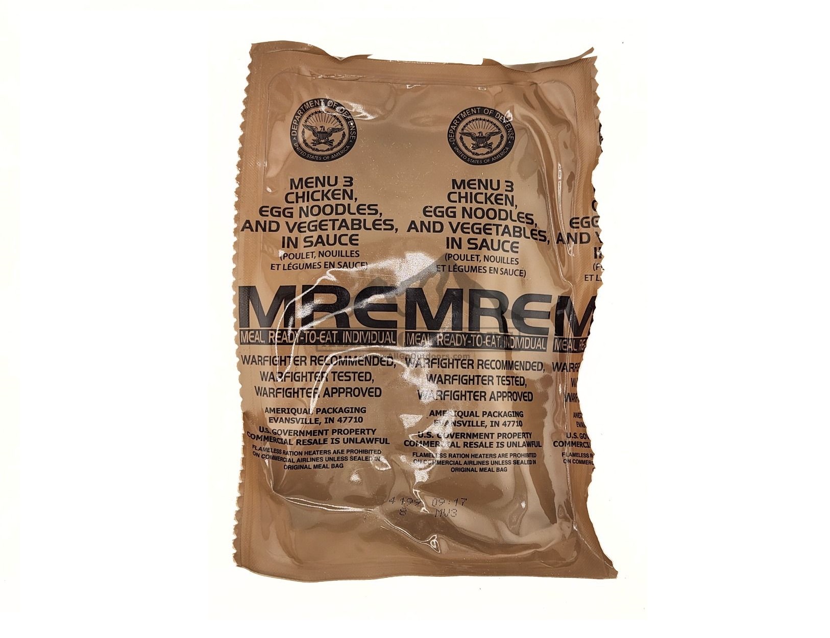 MRE - MENU 3 - CHICKEN, EGG NOODLES AND VEGETABLES SAUCE